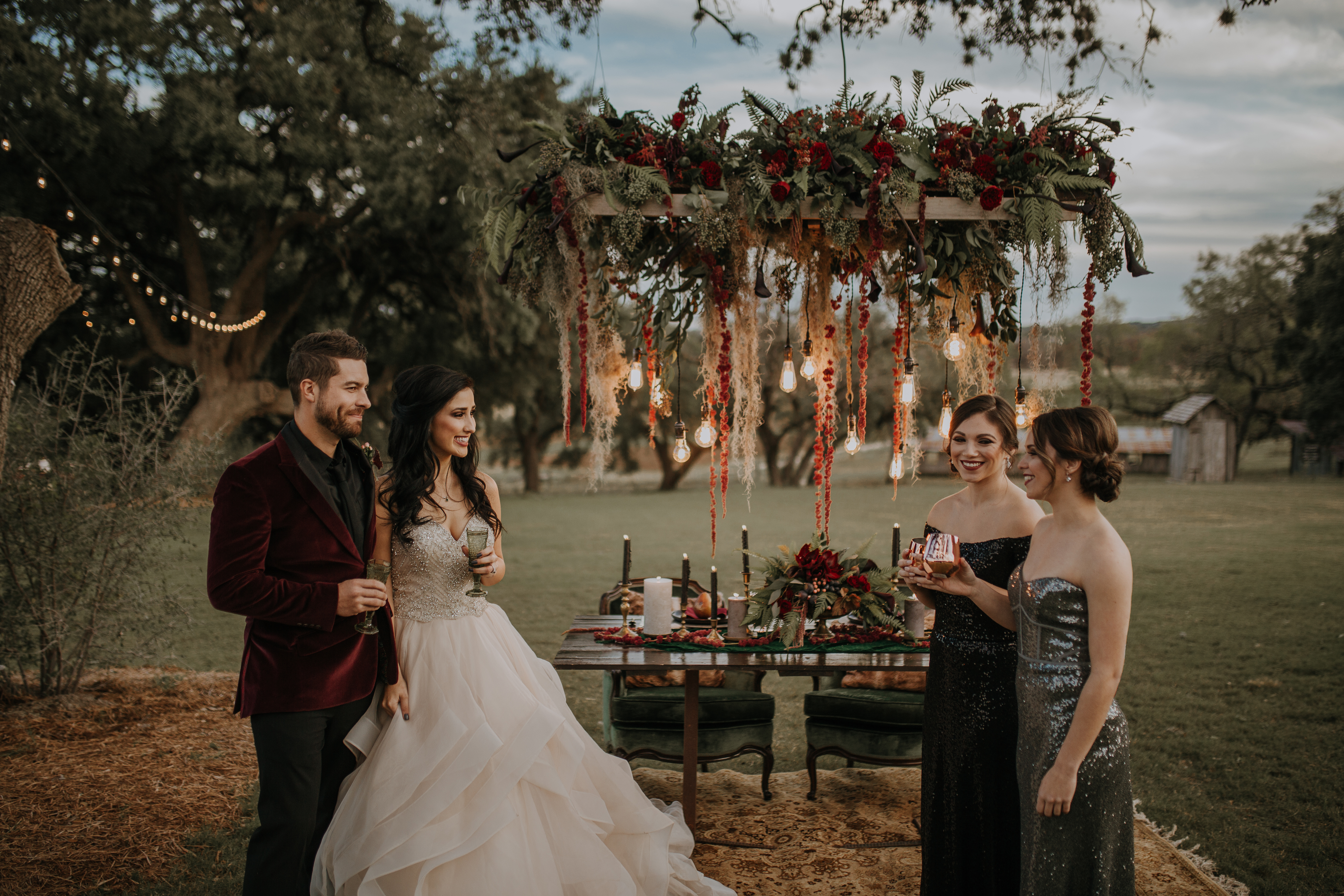 Boda en el bosque en invierno