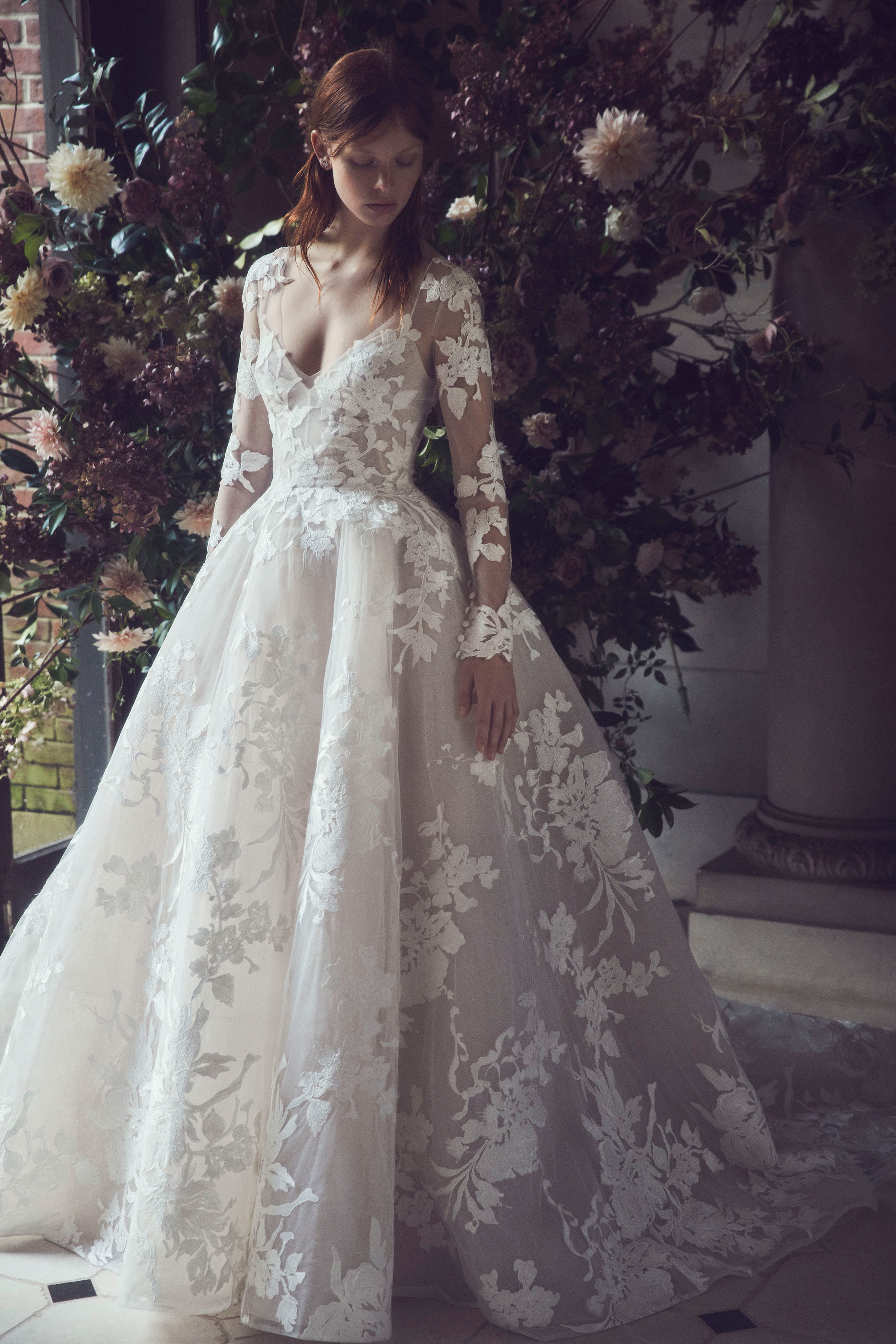 Vestidos de novia con manga larga 2019